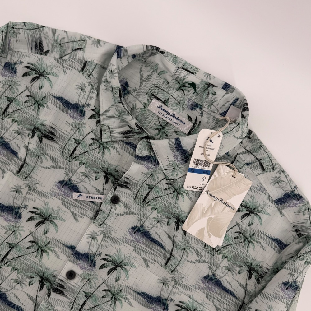 Tommy Bahama Island Zone Oceanic Oasis Shirt Mens XL Green Palm NWT MSRP $138